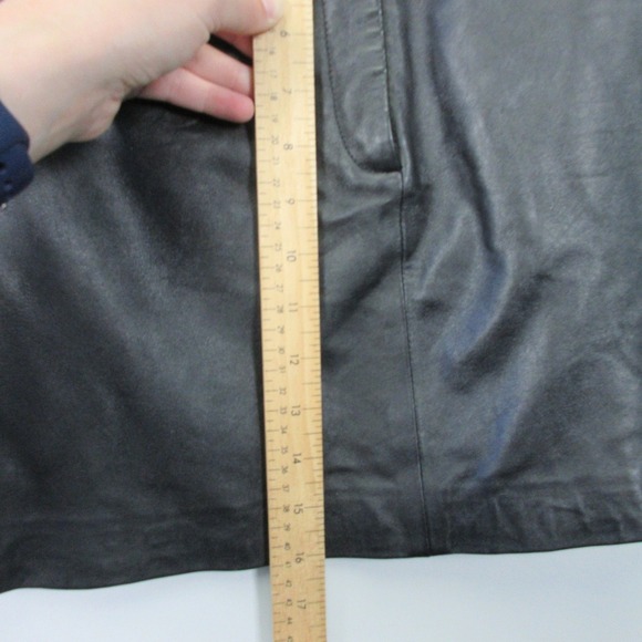 Deerskin Trading Post Leather Mini Skirt 6 Black Mini Vtg Y2k Biker Grunge 316 - Picture 13 of 14